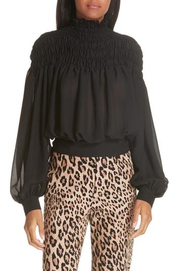Women's Frame Smocked Tie Back Blouse - Black