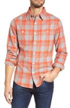 Men's Bonobos Slim Fit Plaid Flannel Shirt, Size - Orange