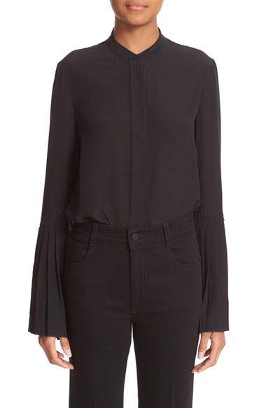 Women's Stella Mccartney Pleat Bell Sleeve Silk Blouse