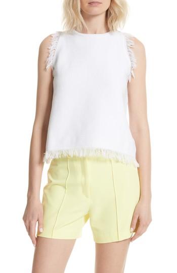 Women's Milly Denim Knit Fringe Tank, Size - White