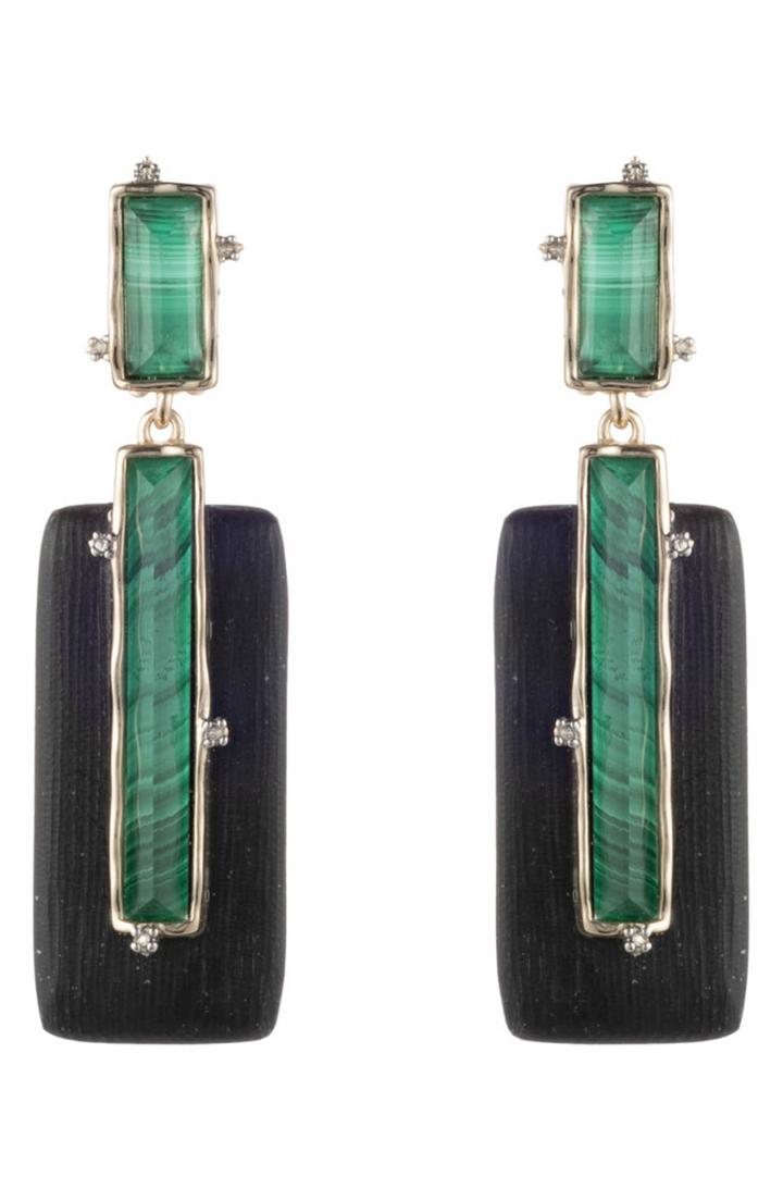 Women's Alexis Bittar Retro Gold Stone Studded Clip Earrings