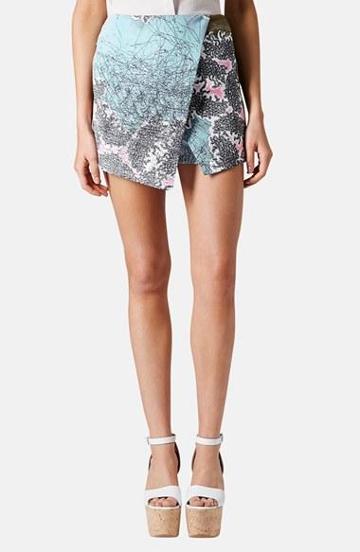 Topshop Mixed Print Skort Blue Multi