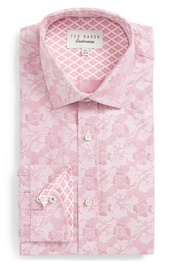 Men's Ted Baker London Orlov Trim Fit Floral Dress Shirt 32/33 - Pink