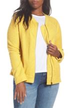 Women's Caslon Knit Bomber Jacket, Size - Yellow