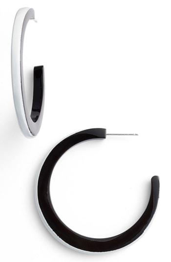 Women's Argento Vivo Black & White Horn Hoop Earrings