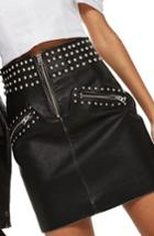 Women's Topshop Amy Studded Faux Leather High Waist Skirt Us (fits Like 0) - Black