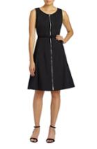 Women's Lafayette 148 New York Coralie Belted Fundamental Bi-stretch Dress - Black