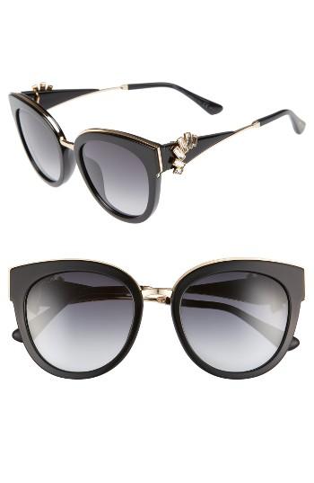 Women's Jimmy Choo Jade's 53mm Gradient Cat Eye Sunglasses - Black/ Gold/ Black