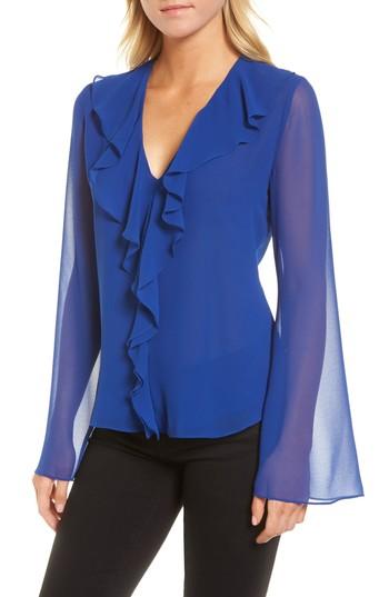 Women's Trouve Ruffle V-neck Blouse - Blue