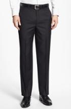 Men's Santorelli Flat Front Wool Trousers - Black