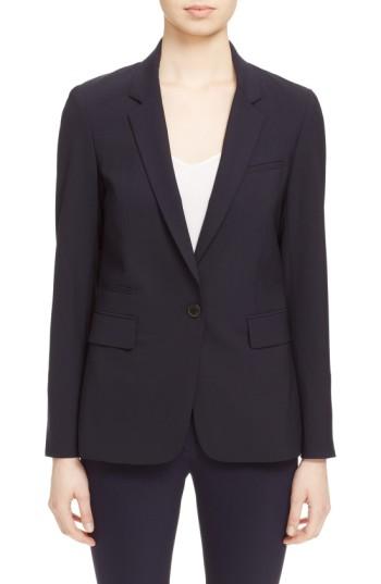 Women's Veronica Beard 'classic' Lambswool Blend Single Button Blazer - Blue