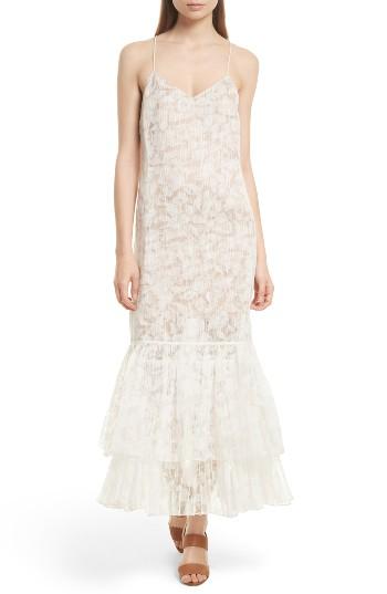 Women's Tracy Reese Floral Burnout Silk Maxi Slipdress - White