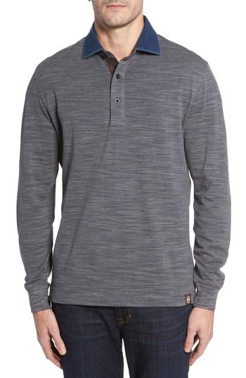 Men's Thaddeus Patton Space Dyed Long Sleeve Polo, Size - Black