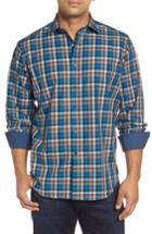 Men's Bugatchi Classic Fit Twill Check Sport Shirt, Size - Brown