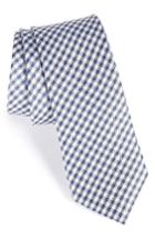 Men's Nordstrom Men's Shop Check Silk Skinny Tie, Size - Blue