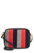 Clare V. Midi Sac Stripe Leather Crossbody Bag - Red