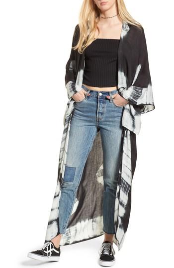 Women's Free People Spellbound Tie Dye Kimono Duster, Size - Black