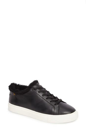 Women's Tory Burch Lawrence Genuine Shearling Lined Sneaker M - Black