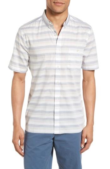 Men's French Connection Lifeline Stripe Cotton Shirt, Size - Blue
