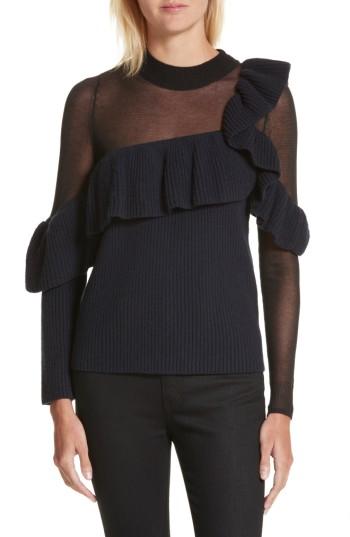 Women's Self-portrait Asymmetrical Frill Illusion Sweater