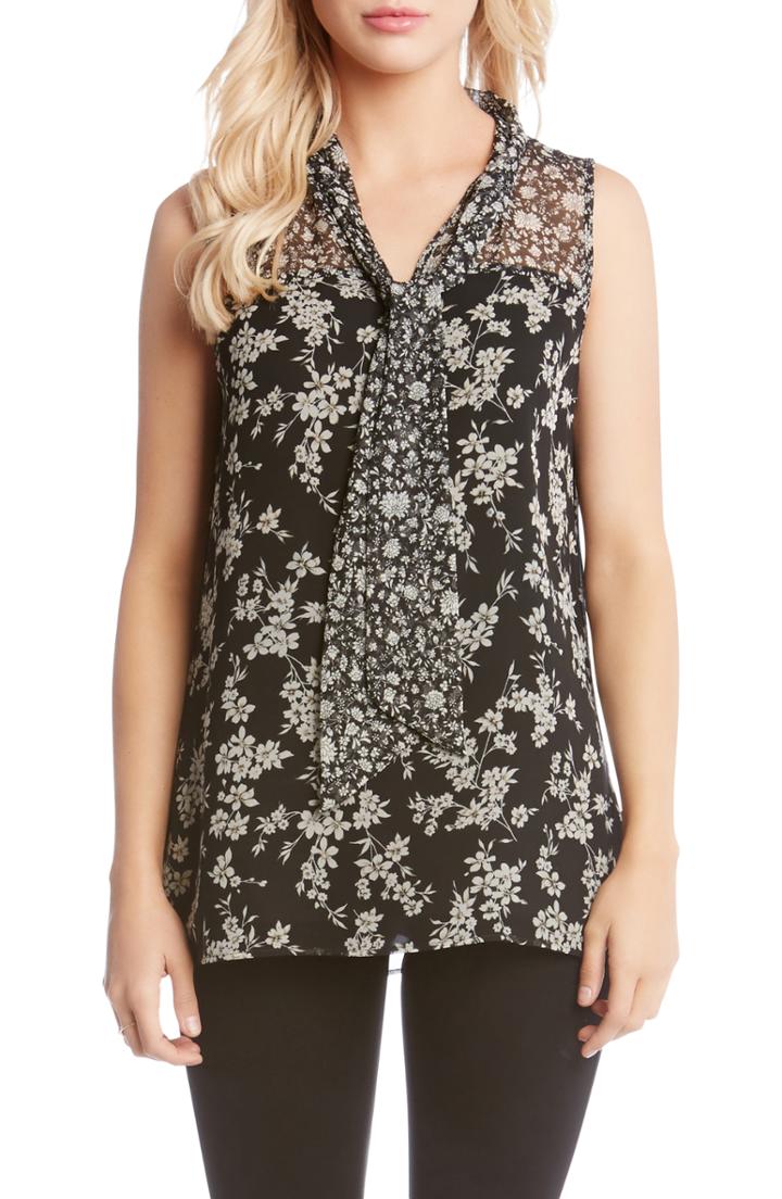 Women's Karen Kane Print Contrast Ruffle Top