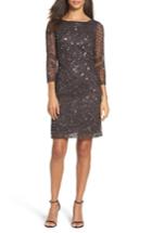 Women's Pisarro Nights Embellished Mesh Sheath Dress - Grey