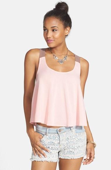 Mimi Chica Bow Back Tank (juniors) Blush/ Taupe