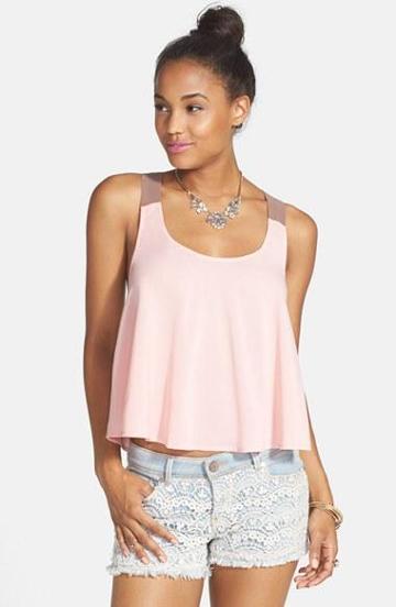 Mimi Chica Bow Back Tank (juniors) Blush/ Taupe