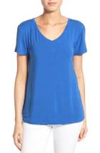 Petite Women's Halogen Modal Jersey V-neck Tee, Size P - Blue