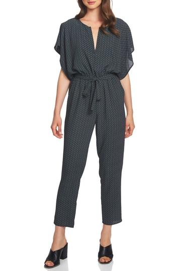 Women's 1.state Split Neck Ankle Jumpsuit - Black