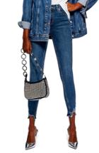 Women's Topshop Jamie Rip Hem Jeans W X 30l (fits Like 24w) - Blue