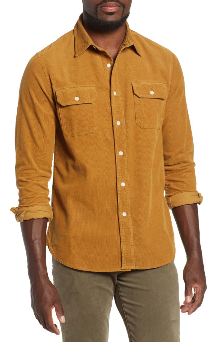Men's Ag Benning Slim Fit Utility Shirt, Size - Brown