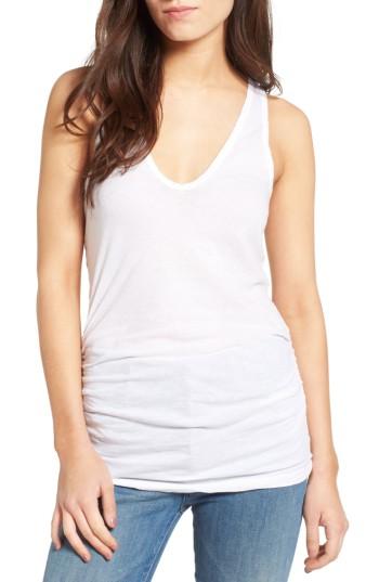 Women's James Perse Skinny Ruched Cotton Tank - White