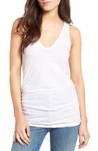 Women's James Perse Skinny Ruched Cotton Tank - White