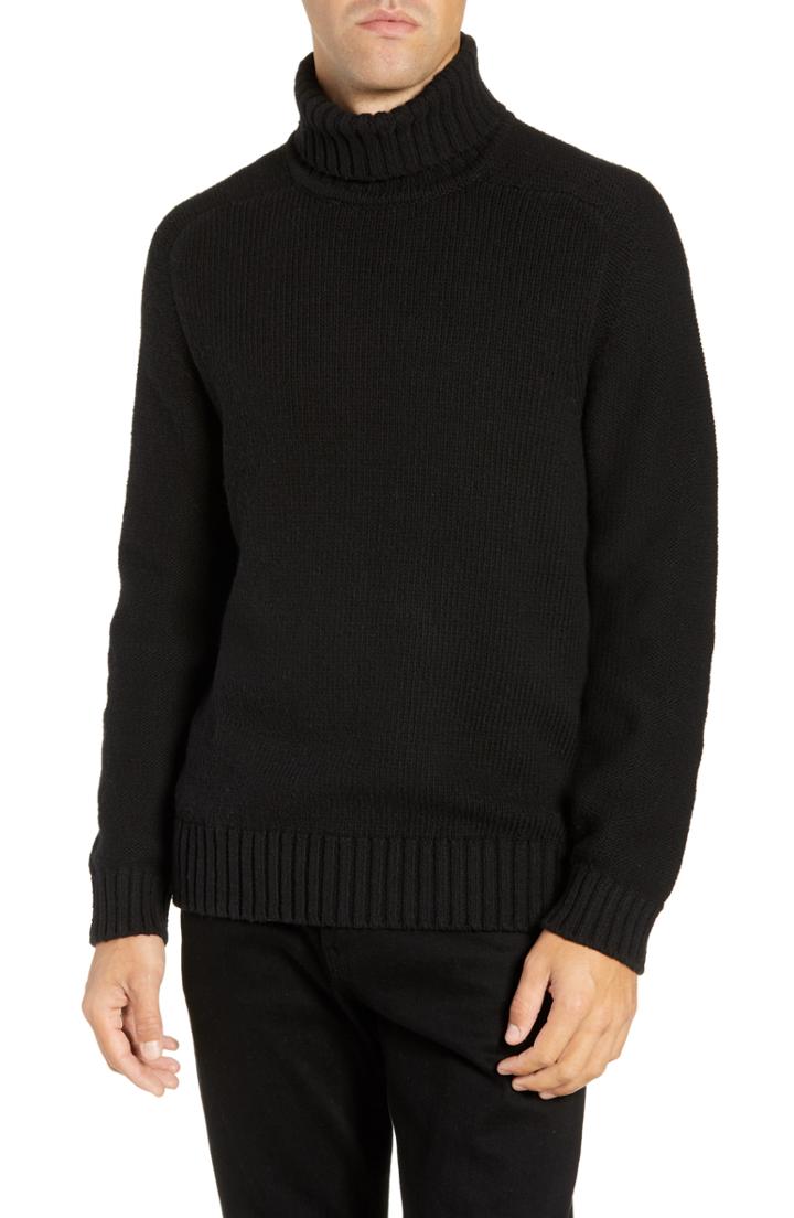 Men's French Connection Chunky Regular Fit Cotton & Wool Blend Sweater - Black
