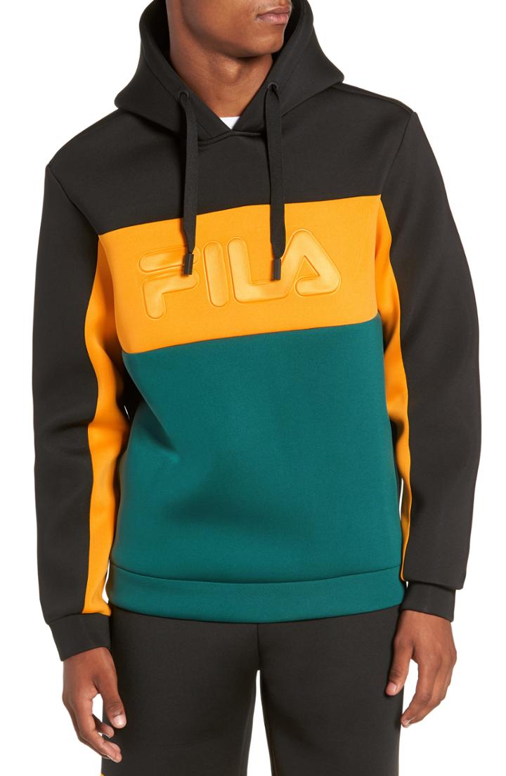 Men's Fila Crispin Logo Embossed Scuba Hoodie - Blue/green