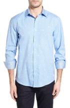 Men's Bugatchi Shaped Fit Dot Grid Sport Shirt - Blue