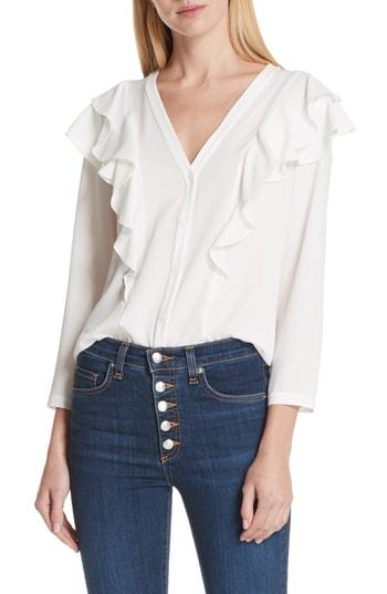 Women's Veronica Beard Ruffle Shoulder Blouse - Ivory