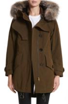 Women's Burberry Ramsford 3-in-1 Hooded Parka With Genuine Fox Fur & Genuine Shearling Trim, Size - Green