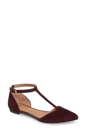 Women's Calvin Klein 'ghita' T-strap Flat .5 M - Burgundy