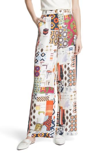 Women's Tory Burch Sienna Wide Leg Silk Pants - White