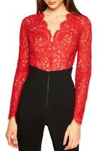 Women's Bardot Midnight Lace Bodysuit - Red