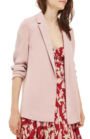 Women's Topshop Chuck On Blazer Us (fits Like 6-8) - Pink