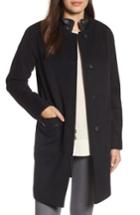 Women's Ellen Tracy Wool Blend Topper With Removable Stand Collar - Black