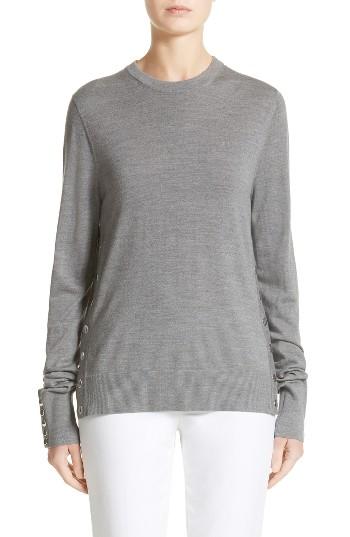 Women's Michael Kors Snap Detail Merino Wool Sweater