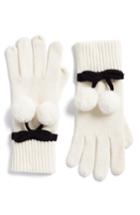 Women's Kate Spade New York Bow Pom Gloves, Size - White