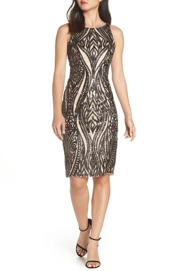 Women's Adrianna Papell Embellished Sheath Dress - Beige