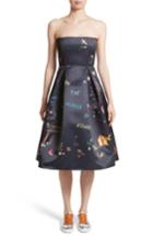 Women's Mira Mikati Adventure Print Strapless Party Dress Us / 40 Fr - Blue