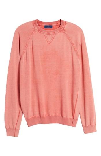 Men's David Donahue Stonewash Cotton Sweatshirt, Size - Orange