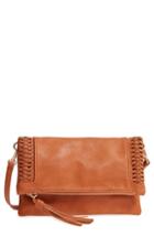 Sole Society Tara Whipstitched Faux Leather Clutch - Brown